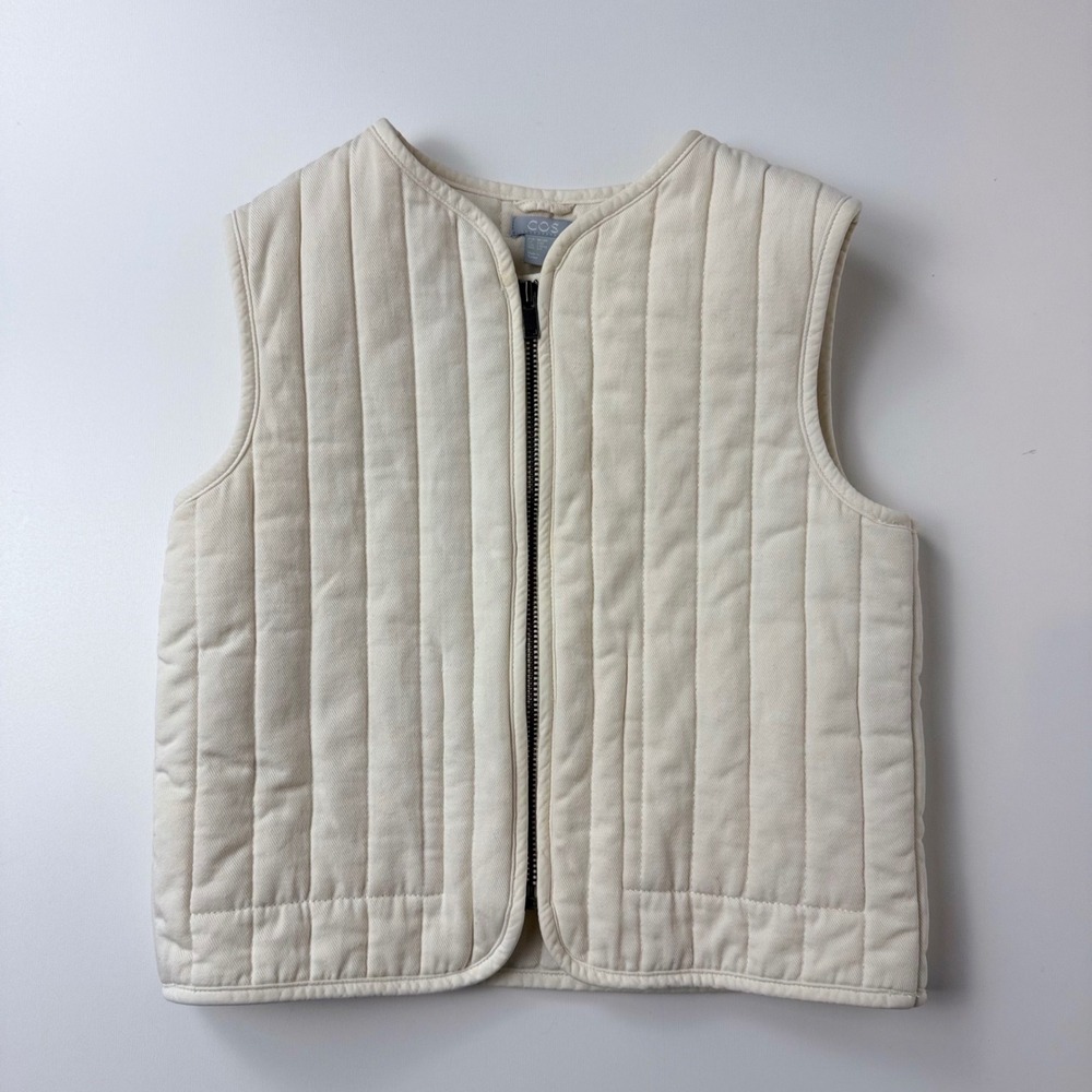COS Kids Quilted Denim Vest Off White Cream Zip Front Size 2-4Y EUR 98/104
